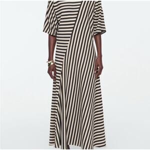 COS Black and White Asymmetrical Dolman Sleeve Dress